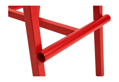 4---AE437-A406_Taburete 8 Bar Stool H75 wb lacquered oak veneer seat_signal red powder coated base_detail 02