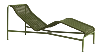 Ligbed HAY Palissade Cord Chaise Longue Olive Powder Coated Steel