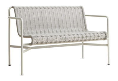 Tuinbank HAY Palissade Cord Dining Bench W. Armrest Sky Grey Powder Coated Steel