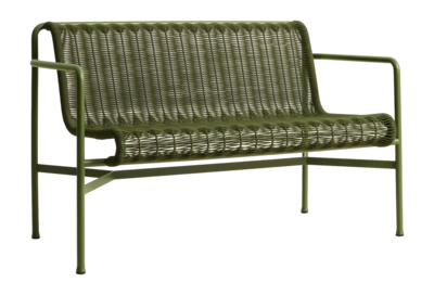 Tuinbank HAY Palissade Cord Dining Bench W. Armrest Olive Powder Coated Steel