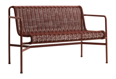 Tuinbank HAY Palissade Cord Dining Bench W. Armrest Iron Red Powder Coated Steel