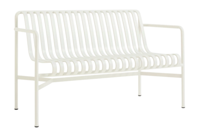 Tuinbank HAY Palissade Dining Bench W. Armrest Cream White Powder Coated Steel