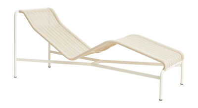 Ligbed HAY Palissade Cord Chaise Longue Cream White Powder Coated Steel