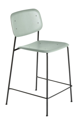 Stoel HAY Soft Edge90 Black Powder Coated Steel 4 Leg Base H65 Standard Glider Dusty Green