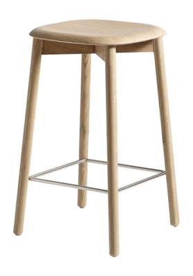 Barstoel HAY Soft Edge82 Water-Based Lacquered Solid Oak 4 Leg Base Stainless Steel Footrest H65