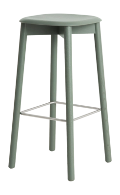 Barstoel HAY Soft Edge82 Dusty Green Water-Based Lacquered Solid Oak 4 Leg Base Stainless Steel Footrest H75