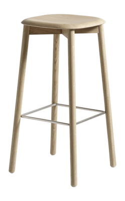 Barstoel HAY Soft Edge82 Water-Based Lacquered Solid Oak 4 Leg Base Stainless Steel Footrest H75