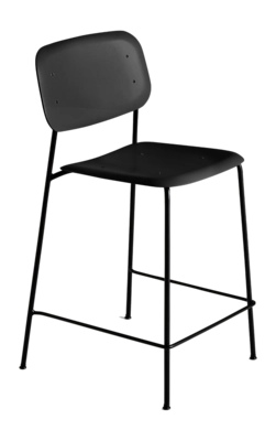 Barstoel HAY Soft Edge95 Black Powder Coated Steel 4 Leg Base H65 Standard Glider Black