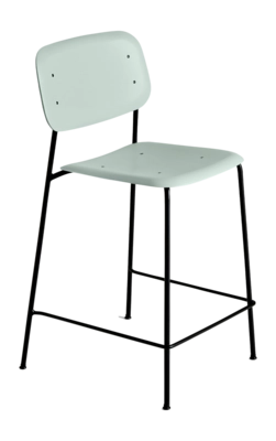 Barstoel HAY Soft Edge95 Black Powder Coated Steel 4 Leg Base H65 Standard Glider Dusty Green