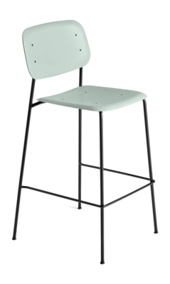 Barstoel HAY Soft Edge95 Black Powder Coated Steel 4 Leg Base H75 Standard Glider Dusty Green