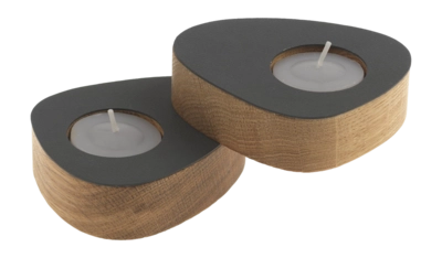 Theelichthouder Lind DNA Curve Nature Nupo Anthracite (Set van 2)