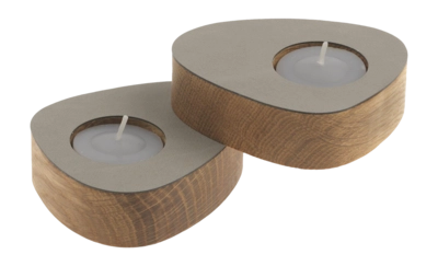Theelichthouder Lind DNA Curve Nature Nupo Light Grey (Set van 2)