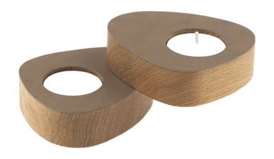 Theelichthouder Lind DNA Curve Nature Nupo Brown (Set van 2)