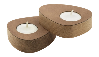 Theelichthouder Lind DNA Curve Nature Nupo Nature (Set van 2)