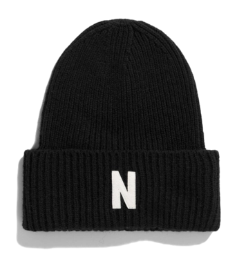 Beanie Norse Projects Merino Lambswool Rib N Logo Herren Black