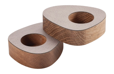 Theelichthouder Lind DNA Curve Nature Bull Warm Grey (Set van 2)