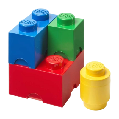 Opbergbox Lego Brick Multi-Pack Red Blue Yellow Green (4-Delig)