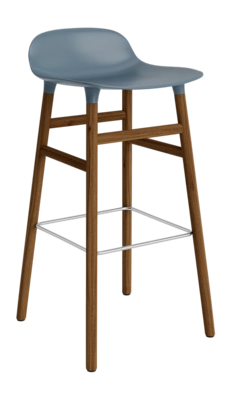 Barstuhl Normann Copenhagen Form Bar Chair 75 cm Steel Blue / Walnut