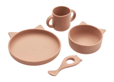 Set de Table Liewood Vivi Silicone Chat Dark Rose (4 Pièces)