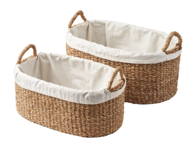 Panier à Linge Humdakin Laundry Wicker Set Organic Cotton Lining (Set de 2)