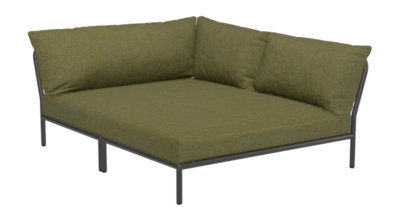 Loungeset Houe Level 2 Cozy Corner Left Frame Dark Grey Cushion Leaf