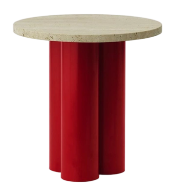 Bijzettafel Normann Copenhagen Dit Table Bright Red Travertine Light