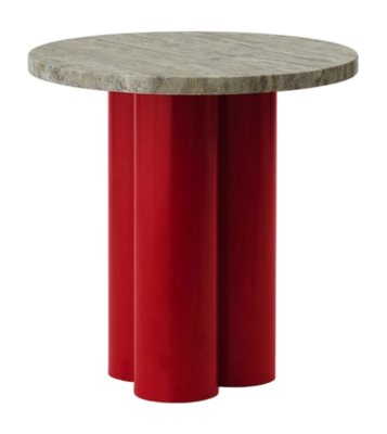 Bijzettafel Normann Copenhagen Dit Table Bright Red Travertine Silver