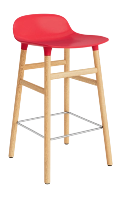 Barstoel Normann Copenhagen Form Barstool 65 cm Oak Bright Red