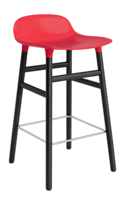 Barstoel Normann Copenhagen Form Barstool 65 cm Black Oak Bright Red