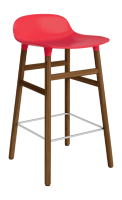 Barstuhl Normann Copenhagen Form Bar Chair 65 cm Bright Red / Walnut