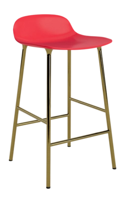 Barstoel Normann Copenhagen Form Barstool 65 cm Brass Bright Red
