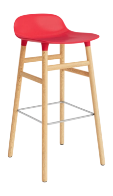 Barstoel Normann Copenhagen Form Barstool 75 cm Oak Bright Red