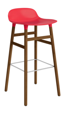 Barstuhl Normann Copenhagen Form Bar Chair 75 cm Bright Red / Walnut