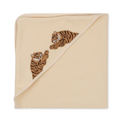 Poncho Konges Sløjd Terry Towel Embroidery Gots Kinder Tiger