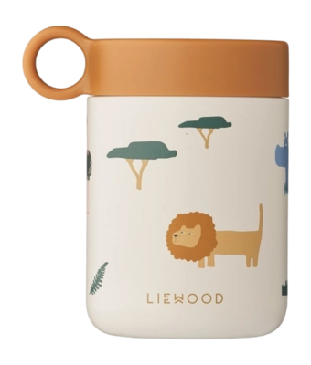 Brotdose Liewood Kiani Printed Food Jar Kinder Safari Mix / Sandy
