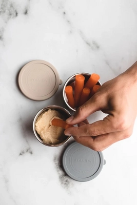3---AYA & IDA - Snack Container - Dark Gray-Cream Beige - 100ml
