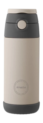 Thermosflasche AYA&IDA Drinking Bottle Kids Straw Cream Beige 350 ml