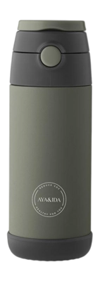 Thermosflasche AYA&IDA Drinking Bottle Kids Straw Slate Green 350 ml