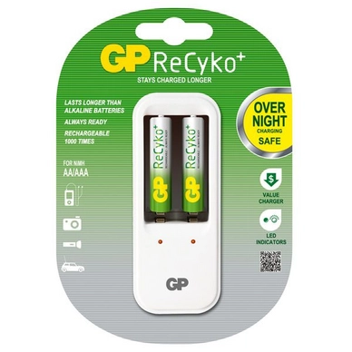 Batterij met Oplader GP PB410GS ReCyko + 2x AAA