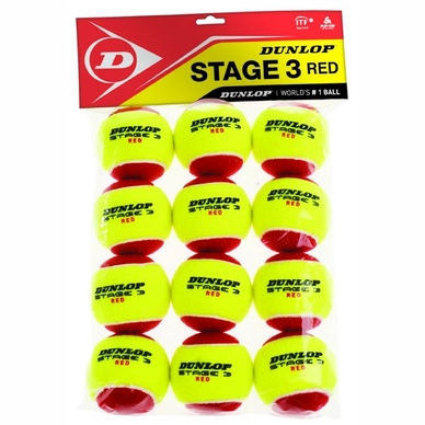 Tennis Balls Dunlop Stage 3 Red (12 balls)