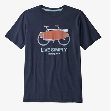 T-Shirt Patagonia Graphic Organic Live Simply Amphibious Bike New Navy Jungen
