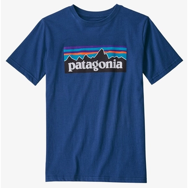 T-Shirt Patagonia Garçons P6 Logo Organic Superior Blue