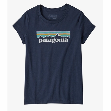 T-shirt Patagonia Fille Pastel P6 Logo Biologique New Navy