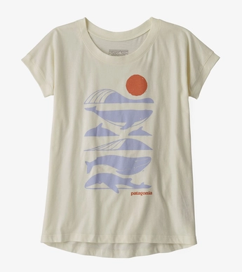T-Shirt Patagonia Girls Graphic Organic Whale Tail Tubes White Wash '23