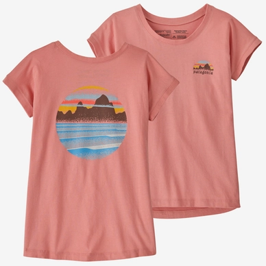 T-Shirt Patagonia Girl Regenerative Organic Certified Cotton Graphic Skyline Stencil Sunfade Pink