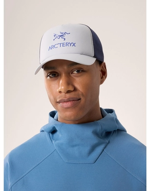 S24-X000007763-Bird-Word-Trucker-Curved-Hat-Solitude-Black-Sapphire-Front-View