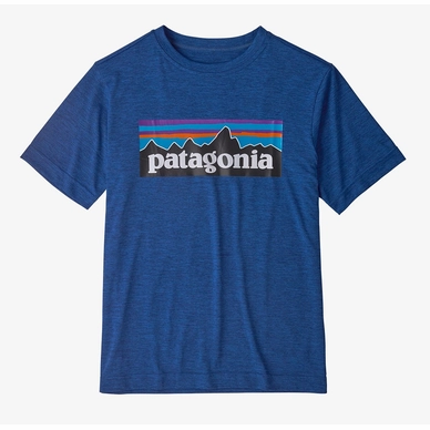 T-Shirt Patagonia Boys LS Cap Cool Daily Boardshort Logo New Navy Bleu