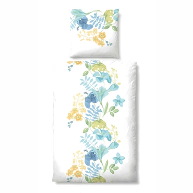 Bettwäsche Biberna  Flower Eisblau Mako-Satin