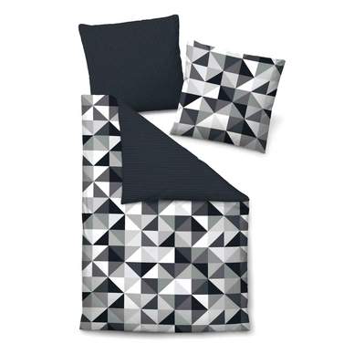 Bettwäsche Biberna Riddle Schwarz Mako-Satin
