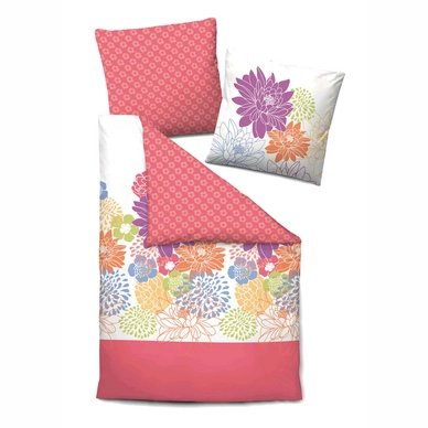 Bettwäsche Biberna Flowerdream Rubin Mako-Satin